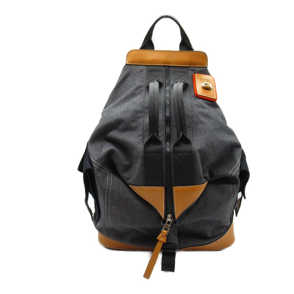 Loewe Backpack Canvas Convertible Brown Black Lea… - image 2